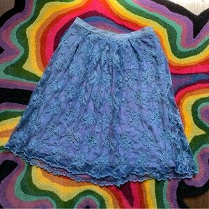 Tristan & Iseut Sky Blue & Lavender Embroidery Lace A-line Skirt